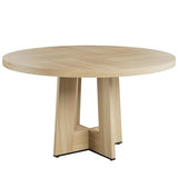 Garvee 47" Round Dining Table for 4-6 People - Circle Kitchen Dinner Table with Sturdy Pedestal Base, Space Saving Dinning Room Furniture for Living Room, Kitchen, Apartment, Natural Garvee