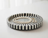 HANDMADE ENTARO Serving Tray 18" Decorative Bone Inlay Mosaic Wooden Trays for Coffee Table Living Room Dining Table and Home Décor(18x18x2.5, Black and White) HANDMADE ENTARO
