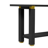 63" Modern Minimalist Console Table with Open Bottom Storage Shelf, Versatile Buffet Sideboard, Solid Wood Sofa Side Table with Metal Accents for Entryway, Hallway and Living Room (Black-05) HZSMHDZKJ