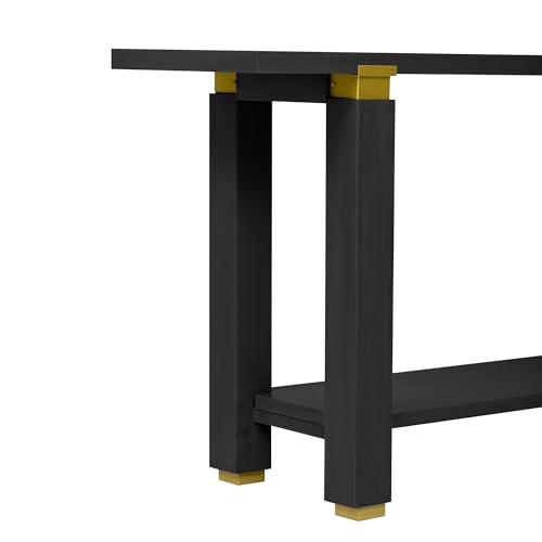 Merax 62.9" Modern Minimalist Console Table for Entryway Hallway Front Door, Narrow Pine Sideboard with Bottom Shelf, Easy Assemble Black Merax