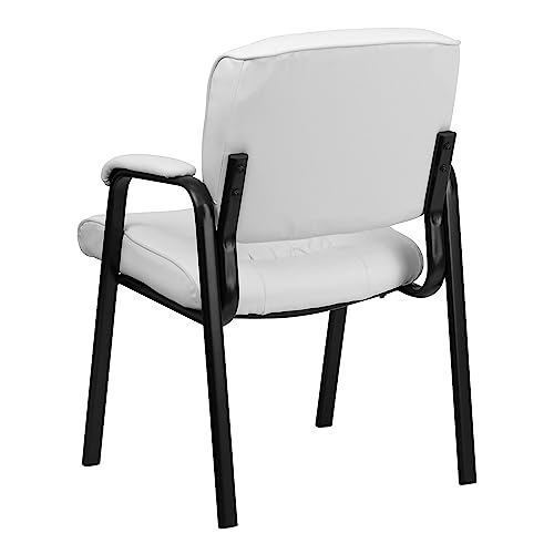 Flash Furniture Haeger White LeatherSoft Executive Side Reception Chair with Black Metal Frame Flash Furniture