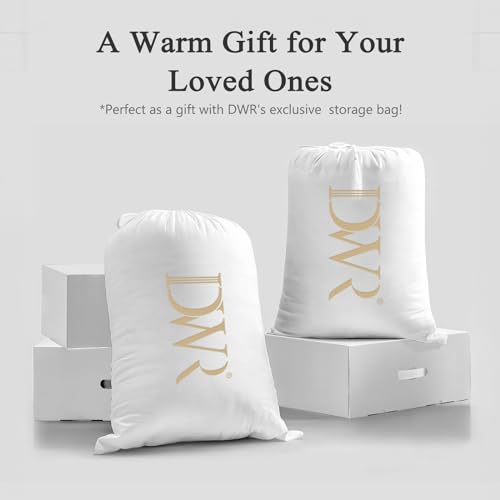DWR Superior Luxury Feather Down Comforter King Size, Ultra-Soft Rose-Silk Cotton-Blend Fabric, High FP All Season Medium Warmth Bed Duvet Insert(106"x90", White) DWR
