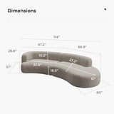 Acanva Modern Curved Sectional Living Room Couch, Minimalist Comfy Boucle Fabric Modular Sofa for Apartment, Home Office, 114" W Right Hand Facing, Light Coffee Acanva