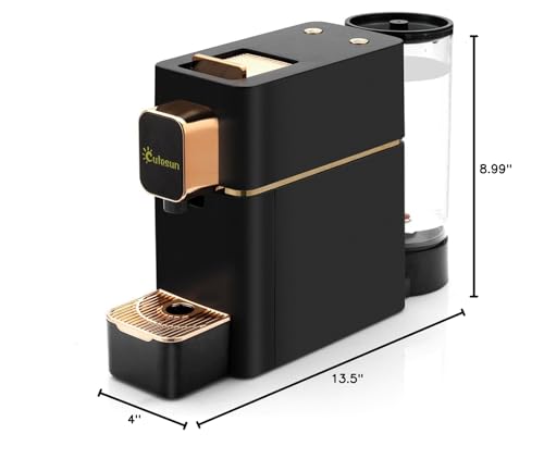 Mini Espresso Coffee Machine for Capsules Compatible with Nespresso OriginalL Machine, Espresso Maker Single Serve, Bestpresso Coffee Capsules Peet's Espresso more (Black) cutesun