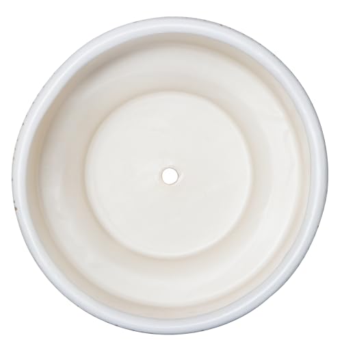 Kurrajong Farmhouse White Plant Pot with Stand | 7.25" Ceramic Planter Pot with Wood Stand for Indoors | Bamboo Plant Stand with Pot. Plant not Included | White Planter Pot is 7.25" Wide x 5.75" high Kurrajong Farmhouse