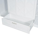 Ball & Cast Murphy Bed Twin Size Wall Chest with Bedside Shelves and Wardrobe,Wood Hideaway Cabinet Platform Bedframe w/Drawer & Bookcase,can be Folded,Space-Saving,for Small Room,Dorms,White Ball & Cast