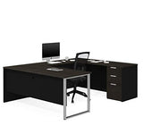 Bestar Pro-Concept Plus 72W U-Shaped Executive Desk with Pedestal in deep Grey & Black Bestar