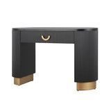 Merax Modern Vertical Ribbed Console Table with Functional Storage Drawer & Column Legs, Entryway Hallway Sofatable for Living Room, Black Merax