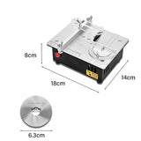 Precision Mini Electric Table Saw, DIY Hobby Handmade Woodworking Bench Cutting Machine Adjustable Cut Depth Small Desktop Saw for Miniature Wood Craft Billowvolve