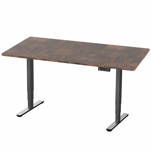 VIVO Electric 71 x 36 in Dual Motor Rustic Sit Stand Desk, Memory Height Adjustment, 2B Series, Vintage Brown Top Black Frame, DESK-KIT-2B7N-36 VIVO