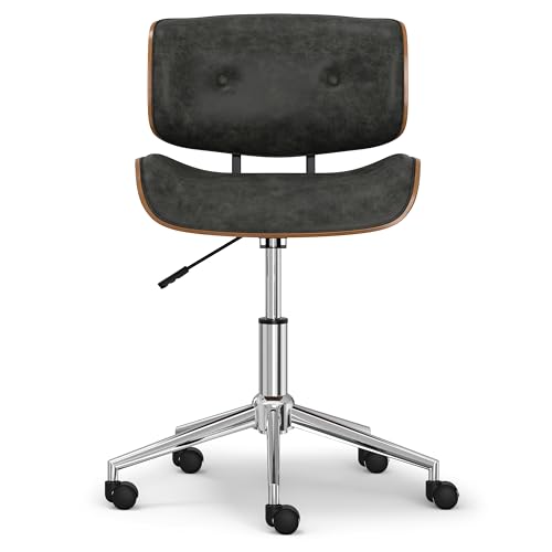 SIMPLIHOME Dax 22 Inch Wide Swivel Adjustable Executive Computer Bentwood Office Chair in Distressed Slate Grey, for The Office and Study Room