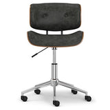 SIMPLIHOME Dax 22 Inch Wide Swivel Adjustable Executive Computer Bentwood Office Chair in Distressed Slate Grey, for The Office and Study Room SIMPLIHOME
