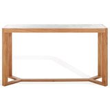 SAFAVIEH Couture Collection - Bernardi Natural & White Marble Top Console Table with Solid Wood Base, Modern Accent Entryway Table (SFV9745A) SAFAVIEH
