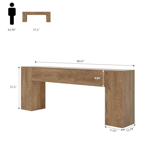 Epecoya Extra Long Console Tables for Entryway 86-Inch, Farmhouse Couch Table Behind Sofa Wooden, Modern Entryway Table for Entrance, Hallway, Living Room, Apartment, Natural Oak Brown Epecoya