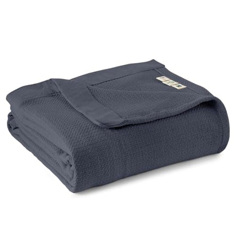 100% Organic Cotton Blanket - GOTS & Fairtrade Certified Organic Cotton Throw Blanket for Bed with Soft Heavy & Breathable Single Knit Weave - Great as Bedspread or Coverlet (Mineral, King/Cal King) Whisper Organics