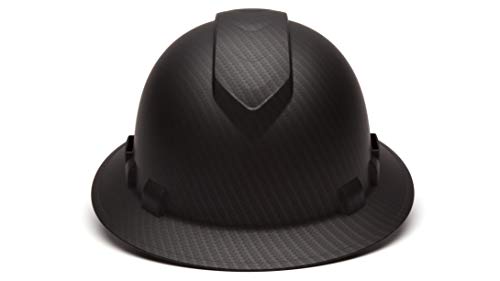 Pyramex Ridgeline Full Brim Hard Hat 4 Point Ratchet Vented Matte Black Graphite Pattern Ridgeline