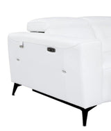 BlackJack Furniture Ferrara Top Grain Italian Leather Power Reclining Sofa Chair with USB Ports to Charge Devices, Adjustable Multi-Position Headrests, Wall Hugger Design, 41.3" W, White Blackjack Furniture