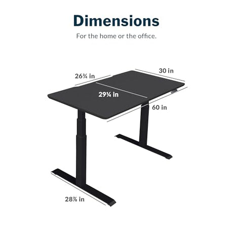Vari Classic Electric Standing Desk - VariDesk Height Adjustable Sit/Stand Desk - Dual Motor with Memory Presets, Stable T-Style Legs - Gaming or Home Office Workstation - 60”x30”, Black/Black Vari