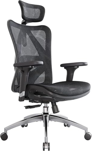 SIHOO M57 Ergonomic Mesh Office Chair, High Back Home Desk Chair with 3D Armrests, Lumbar Support and Adjustable Headrest, Comfortable Computer Chair, Big & Tall Office Chair Hold 330 LBS-Black SIHOO