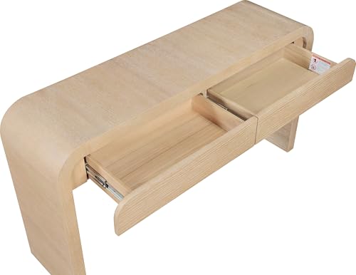 Meridian Furniture 272-S Cresthill Collection Mid-Century Modern Console Table with Oak Wood, Natural White Oak Finish, Curved Art Deco Design, 54" W x 14" D x 30" H, White Meridian Furniture