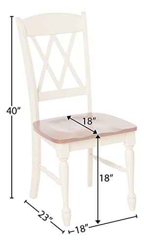 Home Styles Monarch Double X-back White and Oak Dining Chairs, with Solid Hardwood Construction, Turned Legs, and Distressed Oak Finish, Set of Two - WoodArtSupply