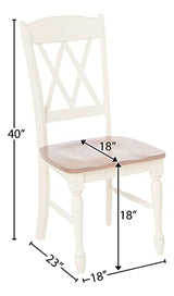 Home Styles Monarch Double X-back White and Oak Dining Chairs, with Solid Hardwood Construction, Turned Legs, and Distressed Oak Finish, Set of Two homestyles