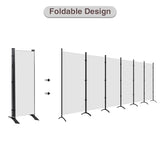 Room Divider, 6 Panel Room Dividers and Folding Privacy Screens, 6FT Partition Room Office Wall Divider for Separation 200" W Fabric, Portable Freestanding Room Divider Wall (White) gaildon