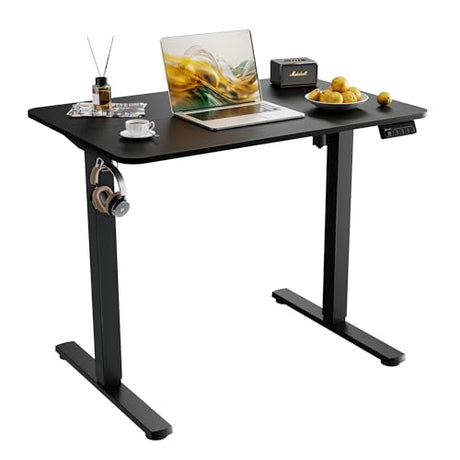ERGOMAKER 35" Electric Standing Desk, Height Adjustable, Sit Stand Up Desk for Home Office & Computer Workstations, Memory Controller, Black ERGOMAKER