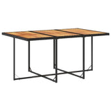 vidaXL Patio Dining Set with Cushions - 11 Piece Outdoor Furniture PE Rattan/Acacia Wood Table & Chairs, Black/Cream vidaXL