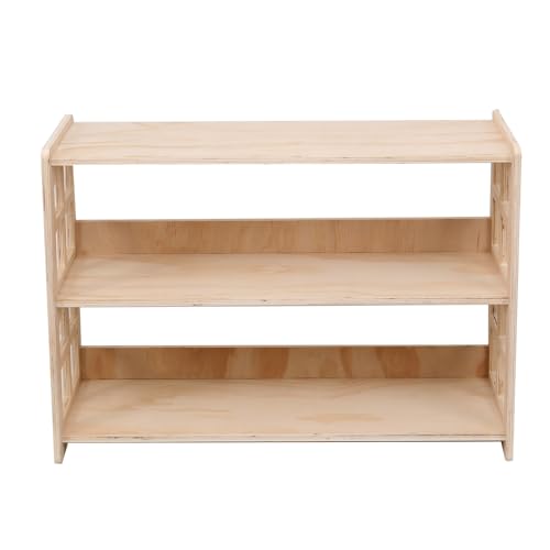Montessori-Inspired 3-Tier Wooden Bookshelf and Toy Organizer for Kids' Rooms FDHUIJIA