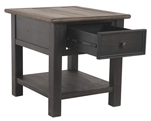 Signature Design by Ashley Tyler Creek Rustic End Table with Storage Drawer and Fixed Shelf, Brown & Black