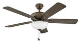Hinkley Metro 52" LED Indoor Dual Mount Ceiling Fan - Traditional Style, Reversible Wooden Fan Blades - Metallic Matte Bronze - Remote Sold Separately Hinkley