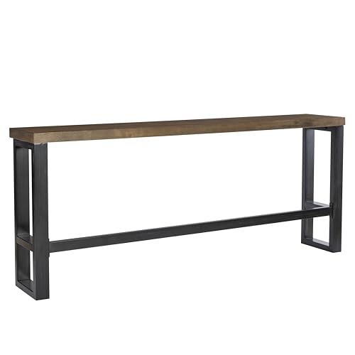 Darwin Black Metal-Framed Console Table with Brown Poplar Wood Veneer Top Powell
