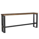 Darwin Black Metal-Framed Console Table with Brown Poplar Wood Veneer Top Powell