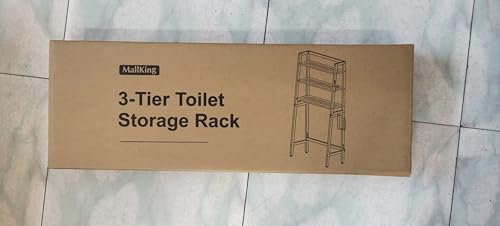 MallKing Over The Toilet Storage, Wooden 3-Tier Over-The-Toilet Rack Bathroom Space Saver Organizer, Freestanding Above Toilet with Toilet Paper Holder and Hooks (Black) MallKing
