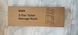 MallKing Over The Toilet Storage, Wooden 3-Tier Over-The-Toilet Rack Bathroom Space Saver Organizer, Freestanding Above Toilet with Toilet Paper Holder and Hooks (Black) MallKing