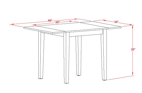 East West Furniture Norden 3 Piece Modern Set Contains a Rectangle Wooden Table with Dropleaf and 2 Dining Chairs, 30x48 Inch, Linen White - WoodArtSupply