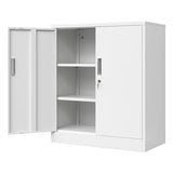 iDEKAI Metal Storage Cabinet with Lock, 36" Garage Storage Cabinets with 2 Lockable Doors and 2 Adjustable Shelves,Tall File Cabinet, Tool Cabinet for Office,Home,Garage,Gym,School (White) iDEKAI