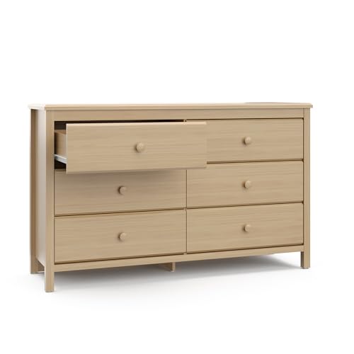 Storkcraft Alpine 6-Drawer Dresser (Driftwood) – GREENGUARD Gold Certified, Brown Dresser for Bedroom, Kids & Nursery Storage Drawers, Safety Interlocking Drawers, Pre-Installed Tracks, Kids Bedroom Storkcraft