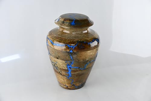 DnU Avenue Solid Wood Hand Turned Wooden Urns for Human Ashes Male/Female, Cremation Urns for Men/Women Decorative Urns for Ashes, Large Funeral Urns for Adults up to 250 Cu/in (X-Large: 8x8x11) DnU Avenue
