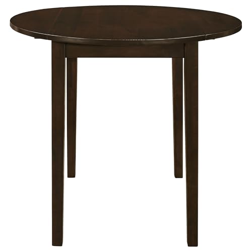 Coaster Home Furnishings 3-Piece Round Wood Dining Room Set Drop Leaf Extension Table Ladder Back Side Chairs Upholstered Seat Cushions Cappuccino and Tan 130005 Coaster Fine Furniture