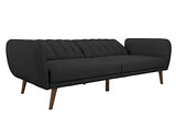 Novogratz Brittany 82 Inch Futon Sofa Bed, Upholstered Couch Sleeper with Tufted Back, Mid-Century Modern, Dark Gray Novogratz