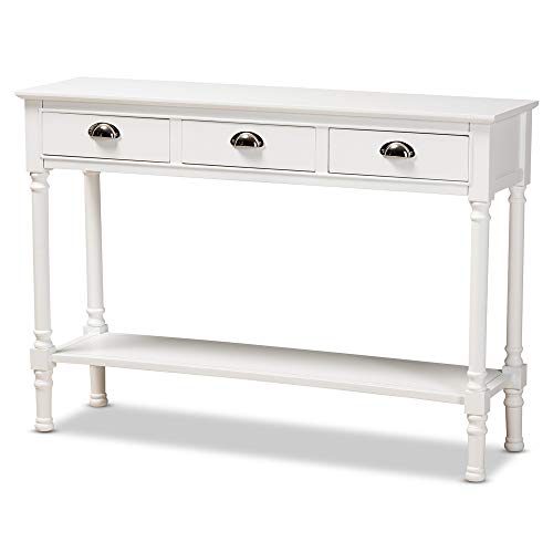 Baxton Studio Garvey French Provincial White Finished Wood 3-Drawer Entryway Console Table Baxton Studio