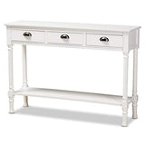 Baxton Studio Garvey French Provincial White Finished Wood 3-Drawer Entryway Console Table Baxton Studio