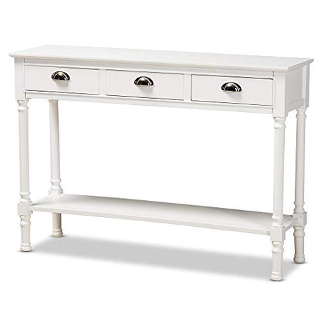 Baxton Studio Garvey French Provincial White Finished Wood 3-Drawer Entryway Console Table Baxton Studio