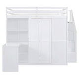 Harper & Bright Designs Full Size Loft Bed with Stairs and Desk, Wood Full Loft Bed with Wardrobe & Storage Shelves, Full Storage Bed for Kids Teens, White Harper & Bright Designs
