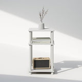 Furinno JUST Side Table, 3-Tier End Table, Open Shelves Night Stand, Bedside Table, Toolless Assembly, for Living Room, Bedroom, Bathroom, White Furinno