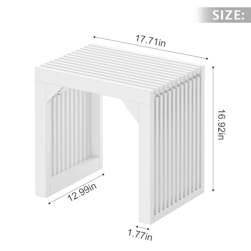 ROOMTEC 18" Dining Bench, Indoor Wood Bench for Entryway,Living Room,Kitchen and Bedroom (White, Small Bench) - WoodArtSupply