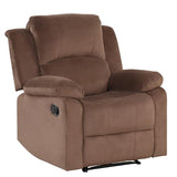 EBELLO Classic Manual Recliner Chair, Soft Microfiber Recliner Sofa with Overstuffed Arms and Back Single Reclining Couch for Living Room, Bedroom, Brown