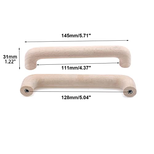 Risbay 10Pcs 5.04" Hole Distance Wood Color Unfinished Wood Handles for Drawer,Wardrobe,Cupboard,Dresser Risbay